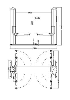 Zavagli Eurolift Z51/3S Elektromechanische 2-Säulen-Hebebühne 3500kg